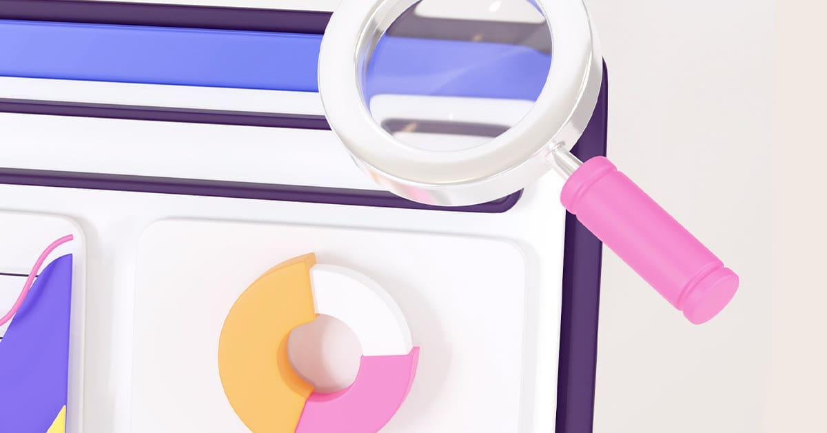 Graph and magnifying glass