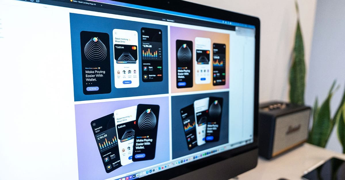 Computer screen displaying graphic design.